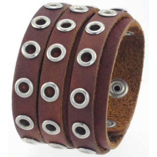 Lederarmband aus Büffelleder mit Metallverzierung Braun