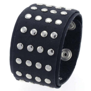 Lederarmband aus Büffelleder mit Metallverzierung Schwarz