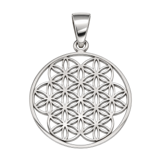 Anhänger Blume des Lebens . 925er Silber . flach