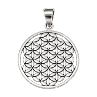 Anhänger Blume des Lebens . 925er Silber . flach