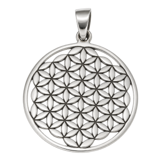 Anhänger Blume des Lebens . 925er Silber . flach