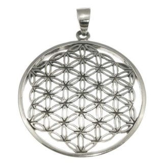 Anhänger Blume des Lebens Silber 925 leicht gewöbt