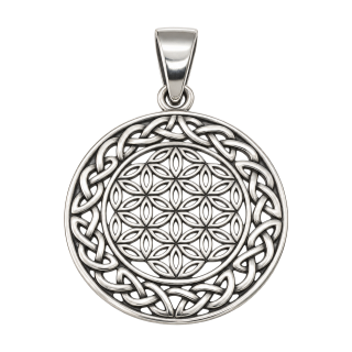 Anhänger Blume des Lebens . 925er Silber . leicht gewölbt