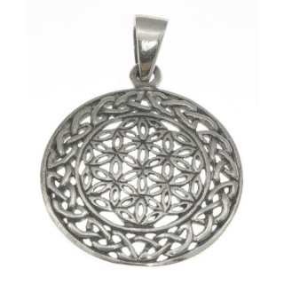 Anhänger Blume des Lebens Silber 925 leicht gewöbt