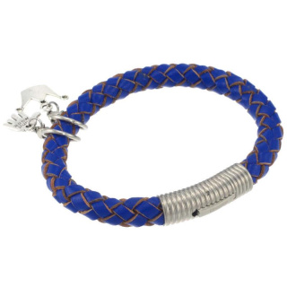 Lederarmband ELEGANCE Blau M0001/8 Edelstahlverschluss mattiert . 8 mm