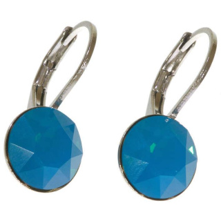 Ohrhänger Hook Silber plated . Crystal Caribbean Blue Opal . 8mm