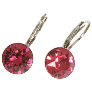 Ohrhänger Hook Silber plated . Crystal Indian Pink . 8mm