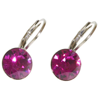 Ohrhänger Hook Silber plated . Crystal Fuchsia . 8mm