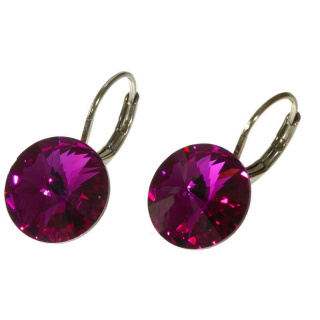 Ohrhänger Hook Silber plated . Crystal Fuchsia . 12mm