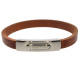 Armband . Lederarmband Long Beach Cognac Edelstahl poliert . M01689