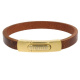 Armband . Lederarmband Long Beach Cognac Gold plated poliert . M01690