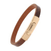 Armband . Lederarmband Long Beach Cognac Rosegold plated...