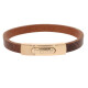 Armband . Lederarmband Long Beach Cognac Rosegold plated poliert . M01691