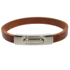 Armband . Lederarmband Long Beach Edelstahl poliert Cognac  . M01689 U 16