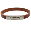 Armband . Lederarmband Long Beach Edelstahl poliert Cognac  . M01689 U 18