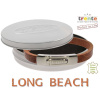 Armband . Lederarmband Long Beach Edelstahl poliert Cognac  . M01689 U 20