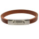 Armband . Lederarmband Long Beach Edelstahl poliert Cognac  . M01689 U 20