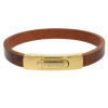Armband . Lederarmband Long Beach Gold poliert Cognac  . M01690 U 16