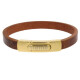 Armband . Lederarmband Long Beach Gold poliert Cognac  . M01690 U 18
