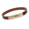 Armband . Lederarmband Long Beach Rosegold poliert Cognac  . M01691 U 18