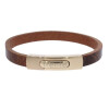 Armband . Lederarmband Long Beach Rosegold poliert Cognac  . M01691 U 18