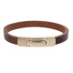 Armband . Lederarmband Long Beach Rosegold poliert Cognac  . M01691 U 20