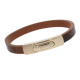 Armband . Lederarmband Long Beach Rosegold poliert Cognac  . M01691 U 21