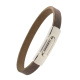 Armband . Lederarmband Long Beach Kaffee Edelstahl poliert . M01692