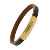 Armband . Lederarmband Long Beach Braun Retro Gold plated...