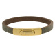 Armband . Lederarmband Long Beach Schlamm Rosegold plated poliert . M01700