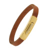 Armband . Lederarmband Long Beach Cognac Gold plated...