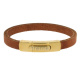 Armband . Lederarmband Long Beach Cognac Gold plated poliert . M01702