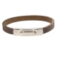 Armband . Lederarmband Long Beach Edelstahl poliert Kaffee  . M01692 U15