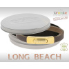 Armband . Lederarmband Long Beach Gold plated poliert Kaffee  . M01693 U15