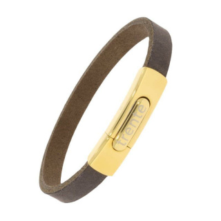 Armband . Lederarmband Long Beach Gold plated poliert Kaffee  . M01693 U18