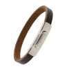 Armband . Lederarmband Long Beach Edelstahl poliert Braun Retro  . M01695 U19