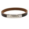 Armband . Lederarmband Long Beach Edelstahl poliert Braun Retro  . M01695 U19