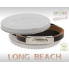 Armband . Lederarmband Long Beach Edelstahl poliert Braun Retro  . M01695 U19