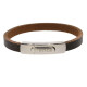 Armband . Lederarmband Long Beach Edelstahl poliert Braun Retro  . M01695 U19