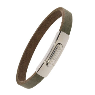 Armband . Lederarmband Long Beach Edelstahl poliert Schlamm  . M01698 U15