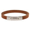 Armband . Lederarmband Long Beach Edelstahl poliert Cognac  . M01701 U17