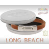 Armband . Lederarmband Long Beach Edelstahl poliert Cognac  . M01701 U19