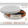Armband . Lederarmband Long Beach Edelstahl poliert Cognac  . M01701 U20