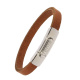 Armband . Lederarmband Long Beach Edelstahl poliert Cognac  . M01701 U20