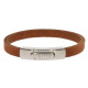 Armband . Lederarmband Long Beach Edelstahl poliert Cognac  . M01701 U21