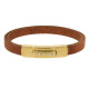 Armband . Lederarmband Long Beach Gold plated poliert Cognac  . M01702 U18