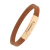 Armband . Lederarmband Long Beach Rosegold plated poliert Cognac  . M01703 U15