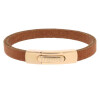 Armband . Lederarmband Long Beach Rosegold plated poliert Cognac  . M01703 U18