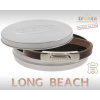 Armband . Lederarmband Long Beach Braun Edelstahl poliert...