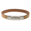 Armband . Lederarmband Long Beach Edelstahl poliert Kamel  . M01704 U19